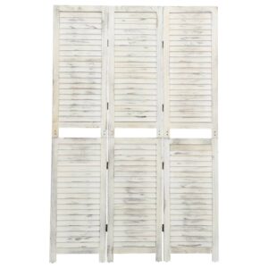 Biombo com 3 painéis 105x165 cm madeira branco antigo