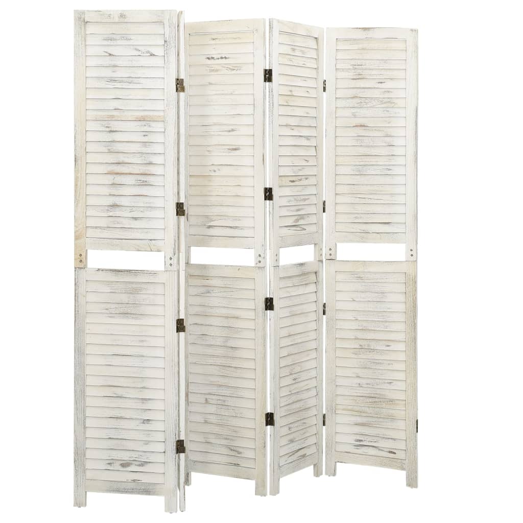 Biombo com 5 painéis 178,5x166 cm madeira branco antigo - Image 4