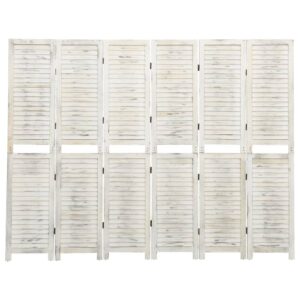 Biombo com 6 painéis 215x166 cm madeira branco antigo