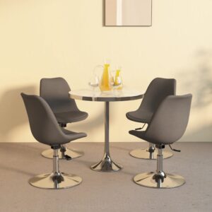 Cadeiras de jantar giratórias 4 pcs tecido cinzento-escuro