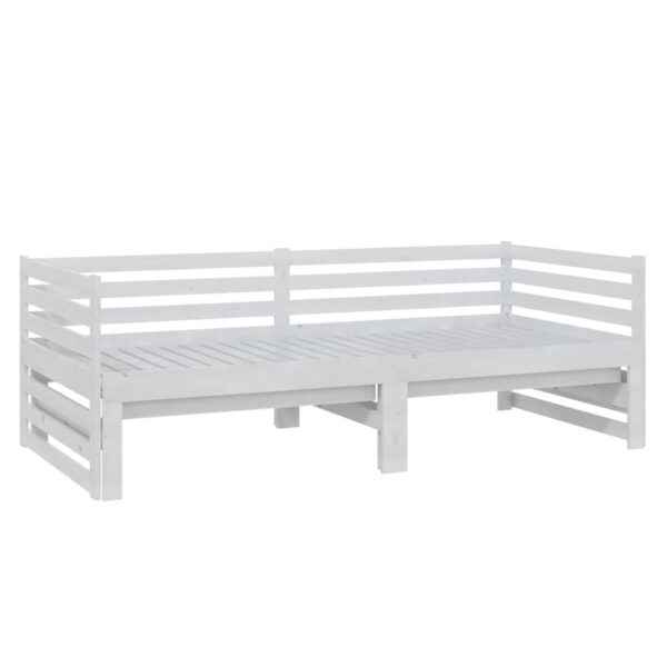 Estrutura sofá-cama de puxar 2x(90x200) cm pinho maciço branco - Image 4
