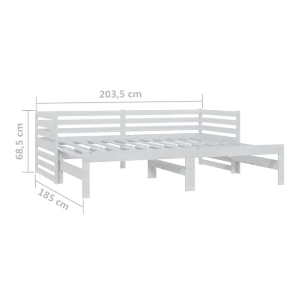Estrutura sofá-cama de puxar 2x(90x200) cm pinho maciço branco - Image 9