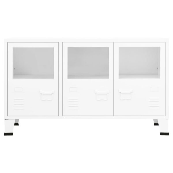 Aparador industrial 105x35x62 cm metal e vidro branco - Image 2