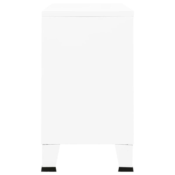 Aparador industrial 105x35x62 cm metal e vidro branco - Image 3