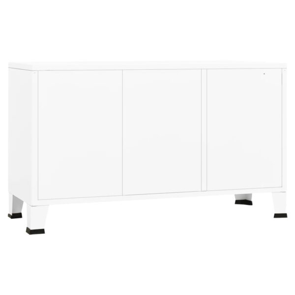 Aparador industrial 105x35x62 cm metal e vidro branco - Image 4