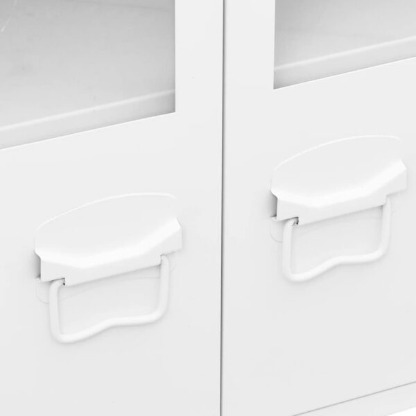 Aparador industrial 105x35x62 cm metal e vidro branco - Image 6