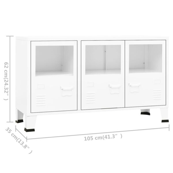 Aparador industrial 105x35x62 cm metal e vidro branco - Image 8