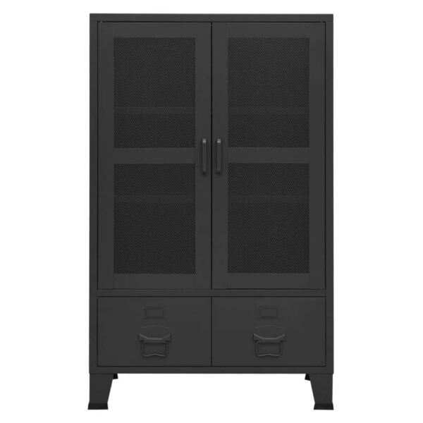 Aparador de arrumação industrial 70x40x115 cm metal preto - Image 2