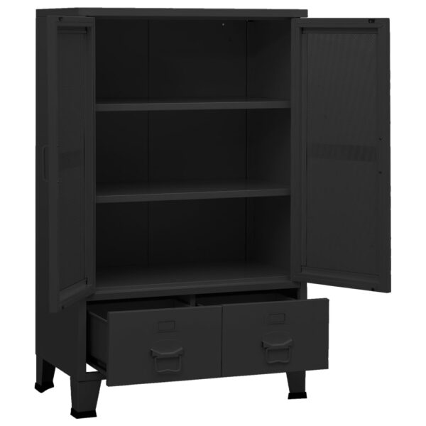 Aparador de arrumação industrial 70x40x115 cm metal preto - Image 5