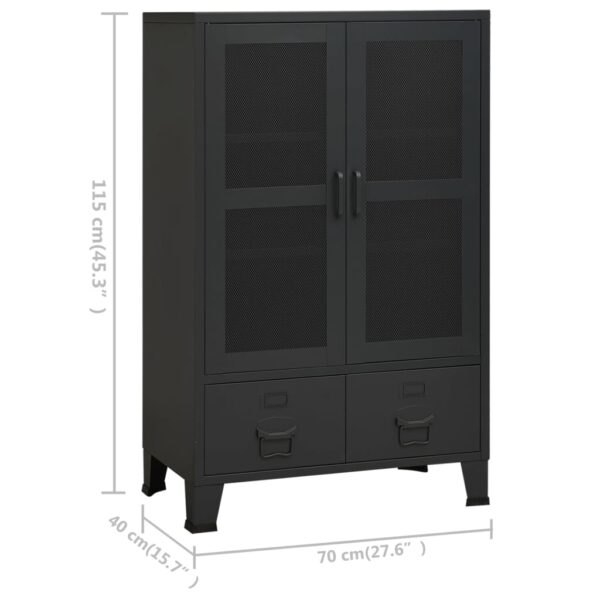 Aparador de arrumação industrial 70x40x115 cm metal preto - Image 8