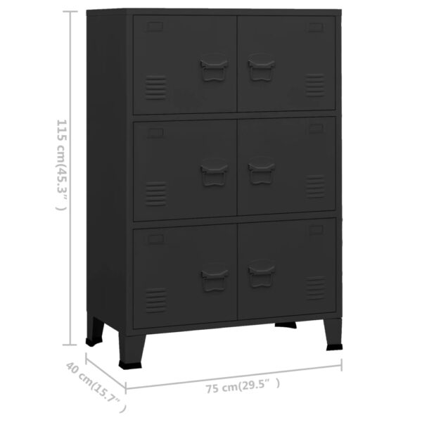 Aparador de arrumação industrial 75x40x115 cm metal preto - Image 8
