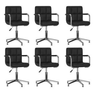 Cadeiras de jantar giratórias 6 pcs couro artificial preto