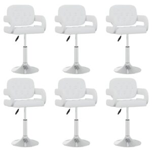 Cadeiras de jantar giratórias 6 pcs couro artificial branco