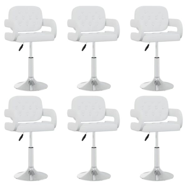 Cadeiras de jantar giratórias 6 pcs couro artificial branco