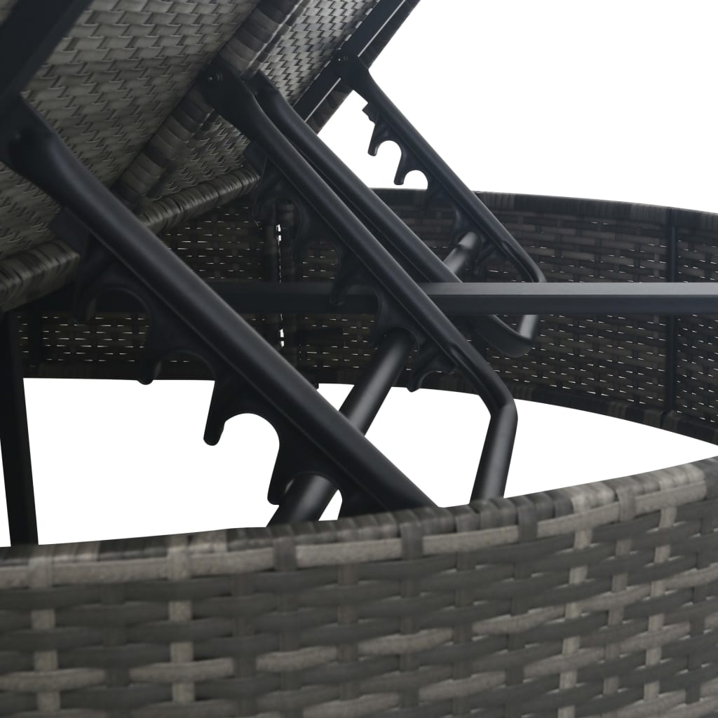 Espreguiçadeira com almofadões para 2 pessoas vime PE cinzento - Image 6