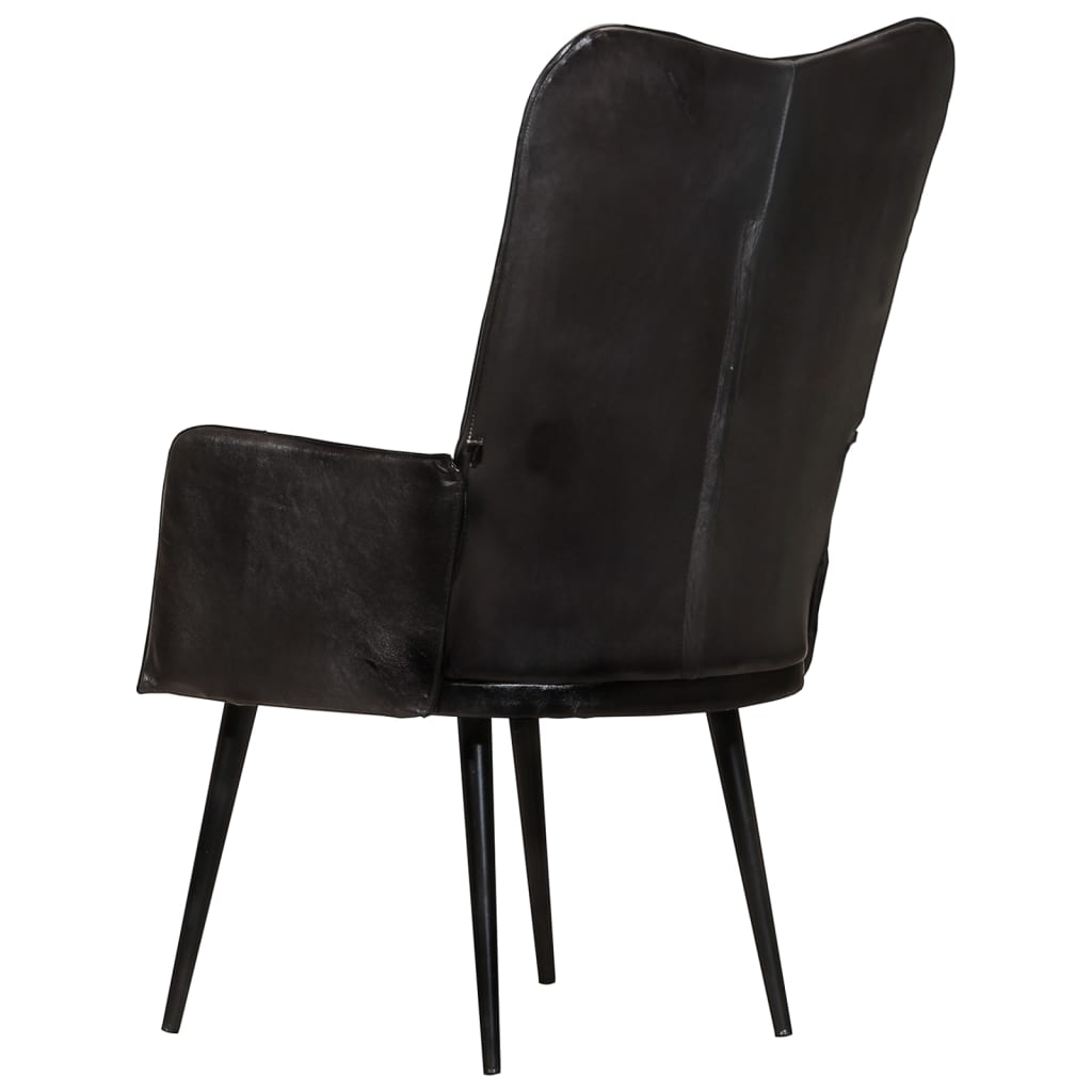 Poltrona de apoio couro genuíno preto - Image 3