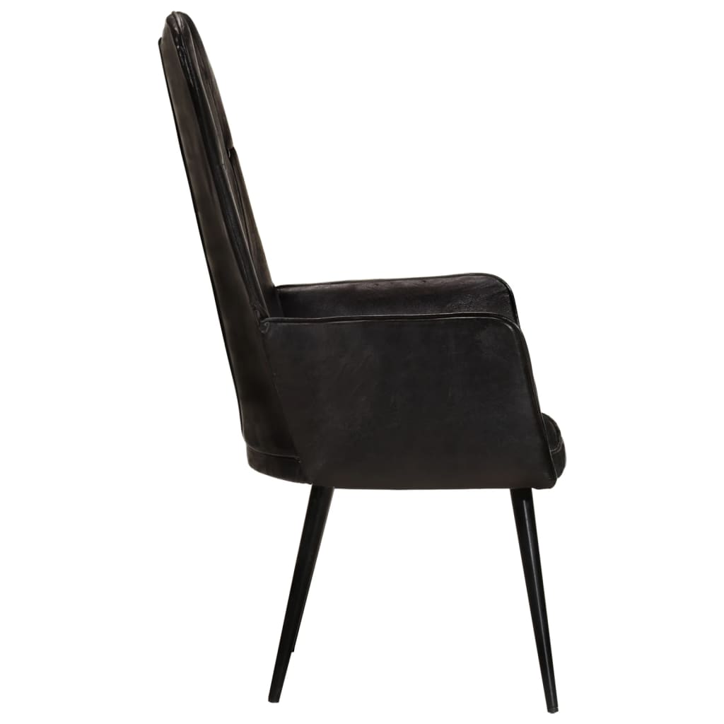 Poltrona de apoio couro genuíno preto - Image 4