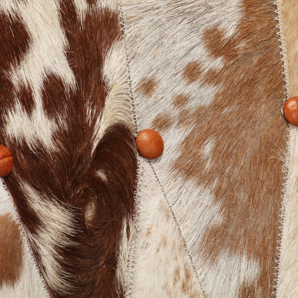 Poltrona com apoio de pés couro genuíno castanho - Image 7