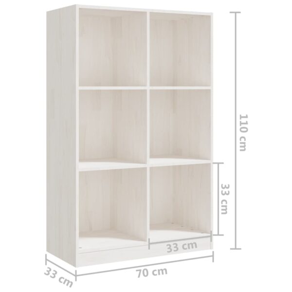 Estante 70x33x110 cm madeira de pinho maciça branco - Image 7