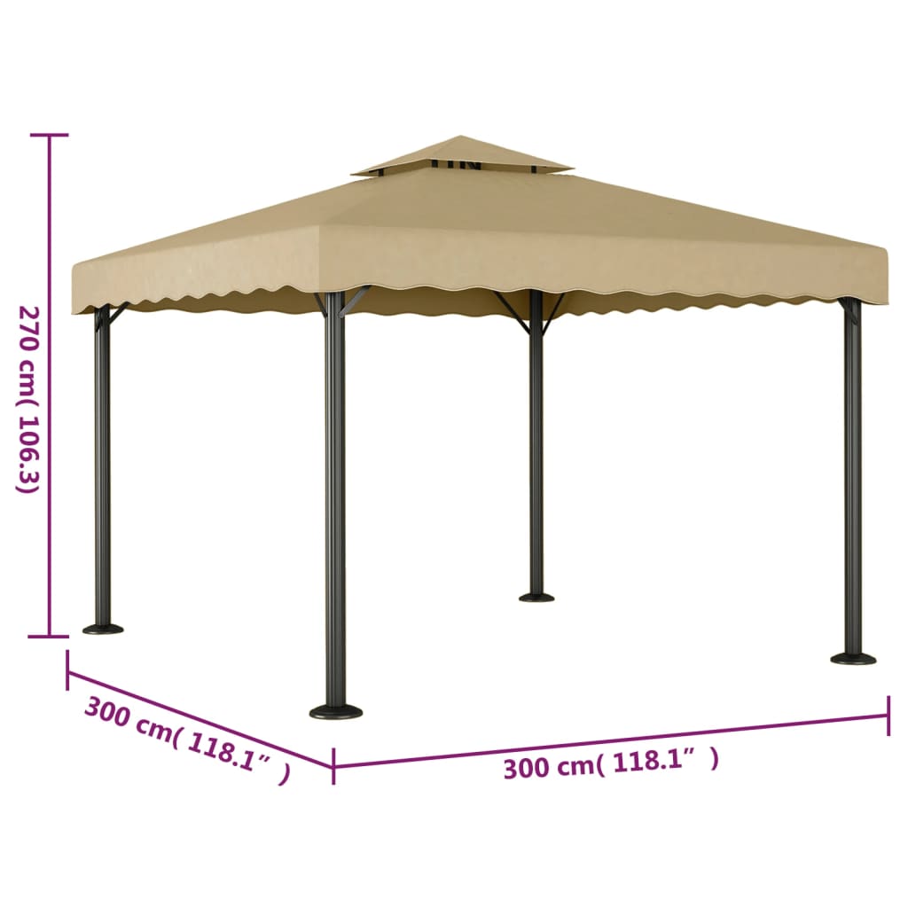 Gazebo 3x3 m alumínio e aço cinzento-acastanhado - Image 4