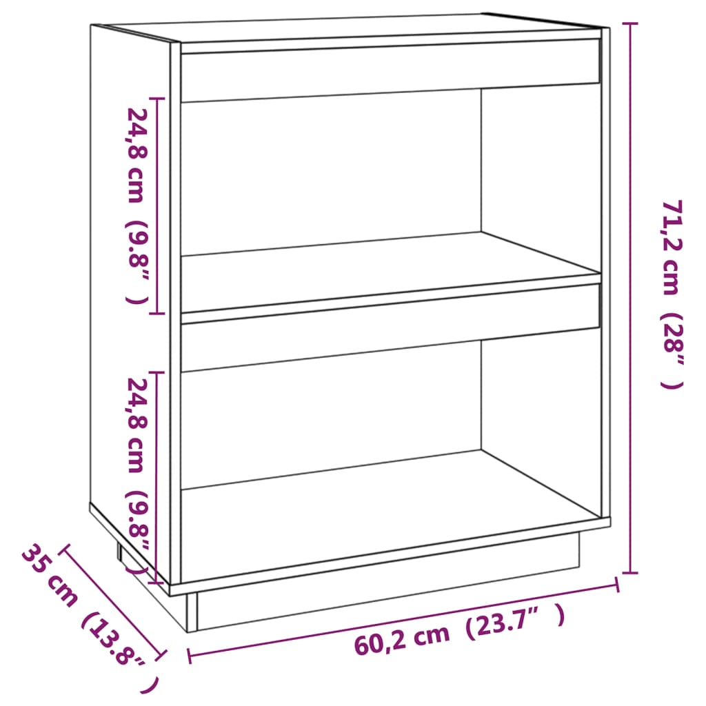 Estante para livros 60x35x71 cm pinho maciço castanho-mel - Image 7