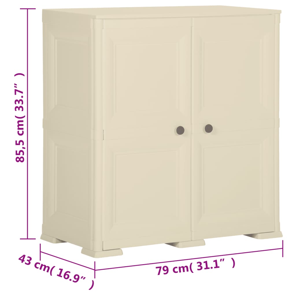 Armário de plástico 79x43x85,5 cm design de madeira branco nata - Image 8