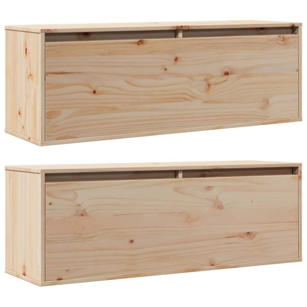 Armários de parede 2 pcs 100x30x35 cm pinho maciço cinza - Image 2