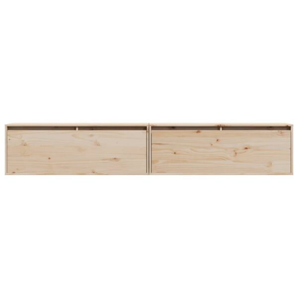 Armários de parede 2 pcs 100x30x35 cm pinho maciço cinza - Image 5