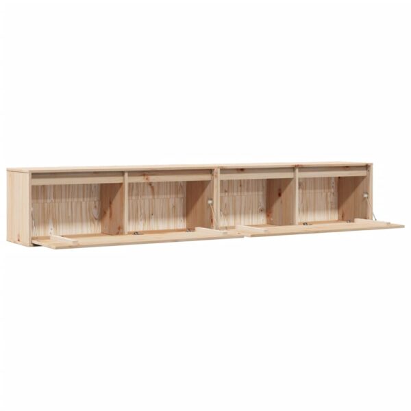 Armários de parede 2 pcs 100x30x35 cm pinho maciço cinza - Image 6