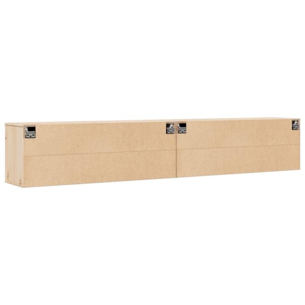 Armários de parede 2 pcs 100x30x35 cm pinho maciço cinza - Image 8