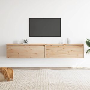 Armários de parede 2 pcs 100x30x35 cm pinho maciço cinza