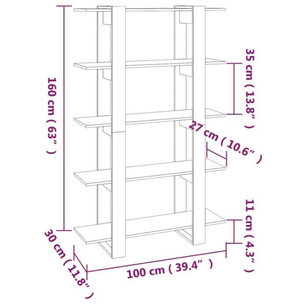 Estante/divisória 100x30x160 cm cor sonoma cinza - Image 6