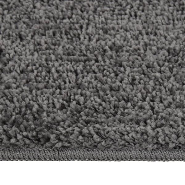 Tapete shaggy 80x150 cm antiderrapante cinzento-escuro - Image 2