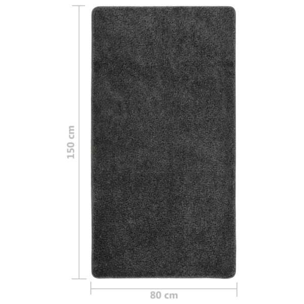 Tapete shaggy 80x150 cm antiderrapante cinzento-escuro - Image 5
