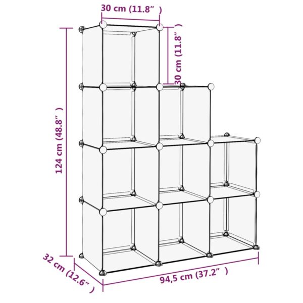 Organizador de arrumação com 9 cubos PP preto - Image 6