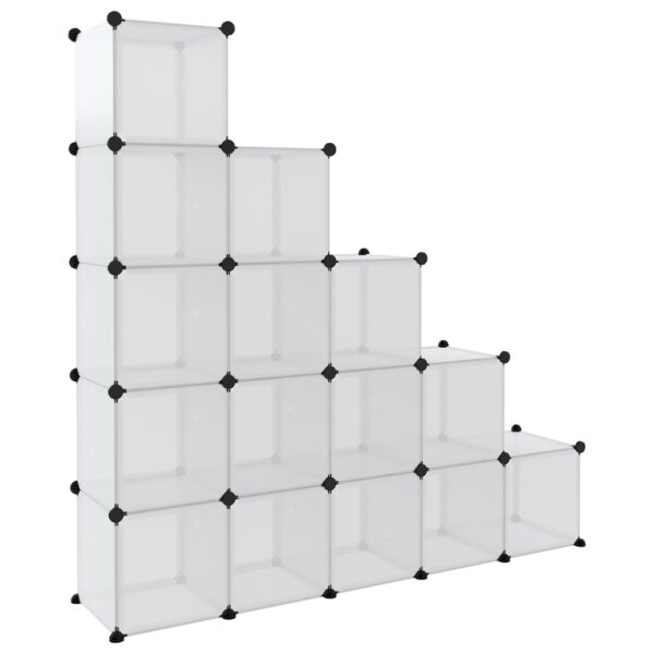 Organizador de arrumação com 15 cubos e portas PP transparente - Image 5