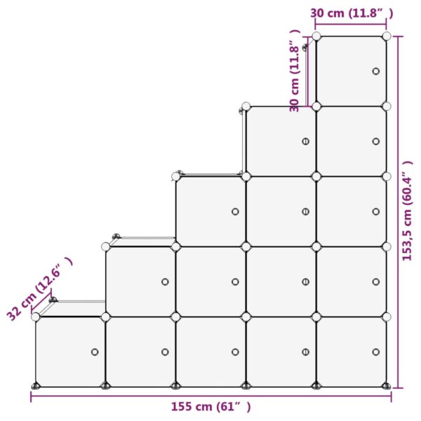 Organizador de arrumação com 15 cubos e portas PP transparente - Image 7