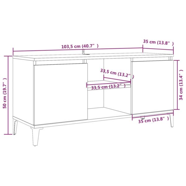 Móvel de TV com pernas em metal 103,5x35x50 cm sonoma cinzento - Image 7
