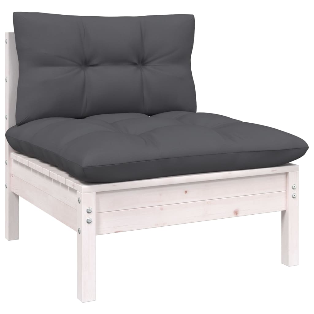 13 pcs conjunto lounge de jardim c/ almofadões pinho branco - Image 3