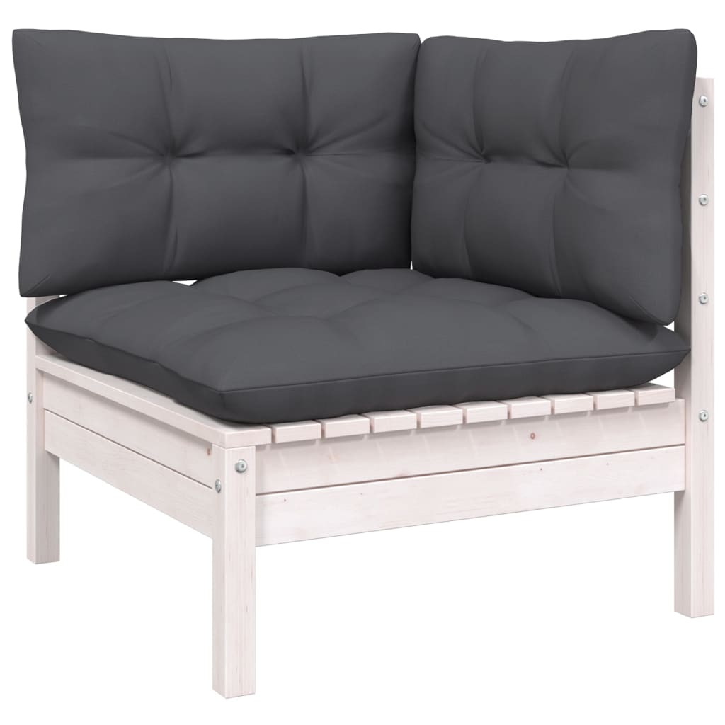 13 pcs conjunto lounge de jardim c/ almofadões pinho branco - Image 4