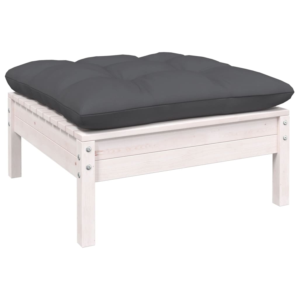 13 pcs conjunto lounge de jardim c/ almofadões pinho branco - Image 5