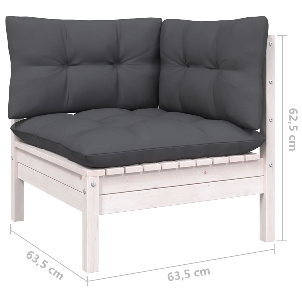 13 pcs conjunto lounge de jardim c/ almofadões pinho branco - Image 7