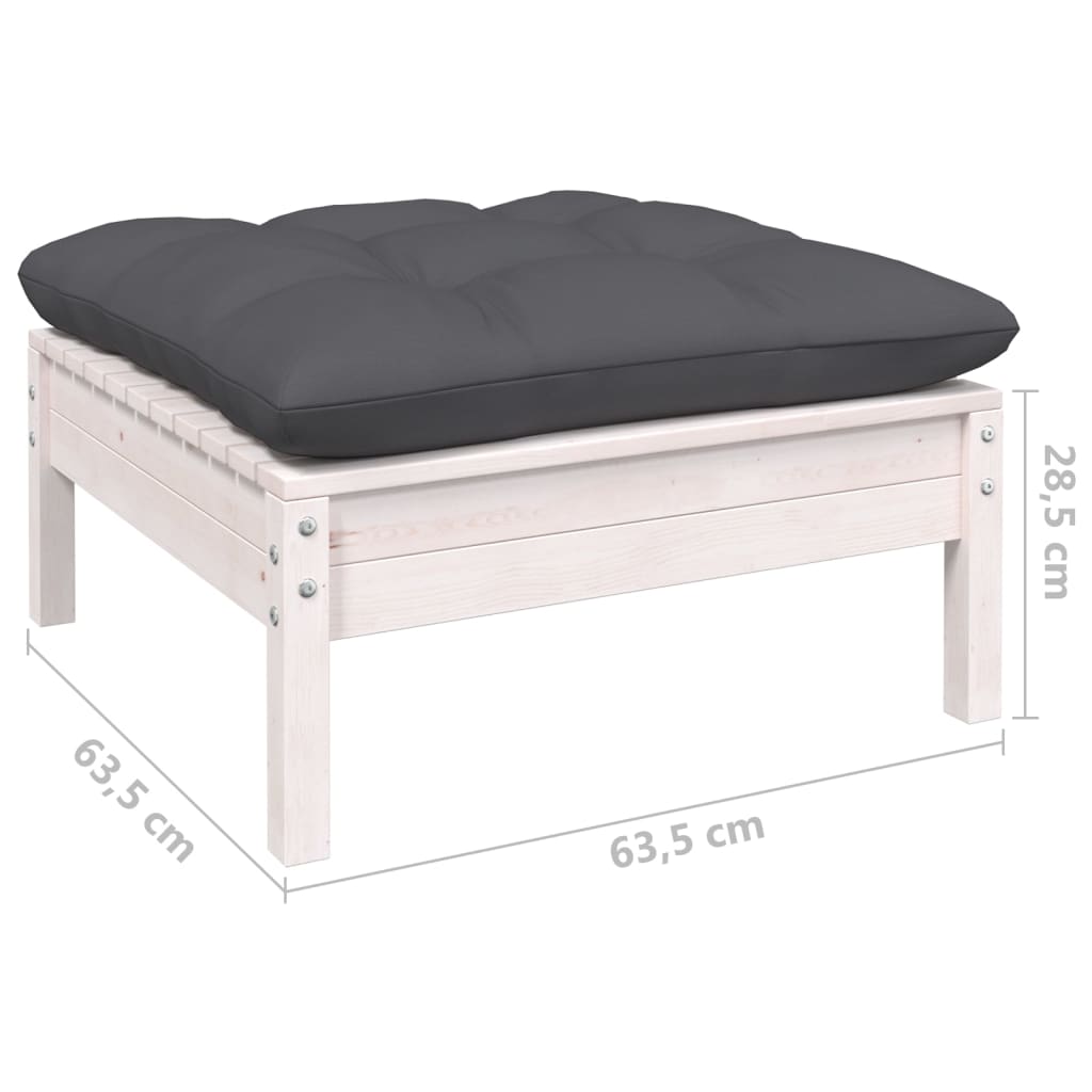 13 pcs conjunto lounge de jardim c/ almofadões pinho branco - Image 8