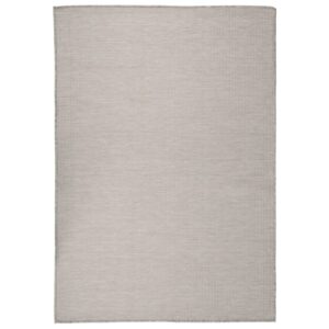Tapete de tecido plano p/ exterior 140x200 cm cinza-acastanhado