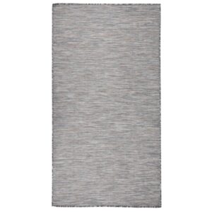 Tapete de tecido plano para exterior 80x150 cm castanho e azul