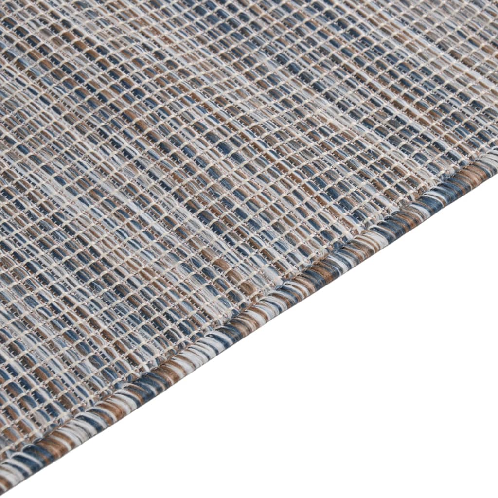 Tapete de tecido plano p/ exterior 160x230 cm castanho e azul - Image 4