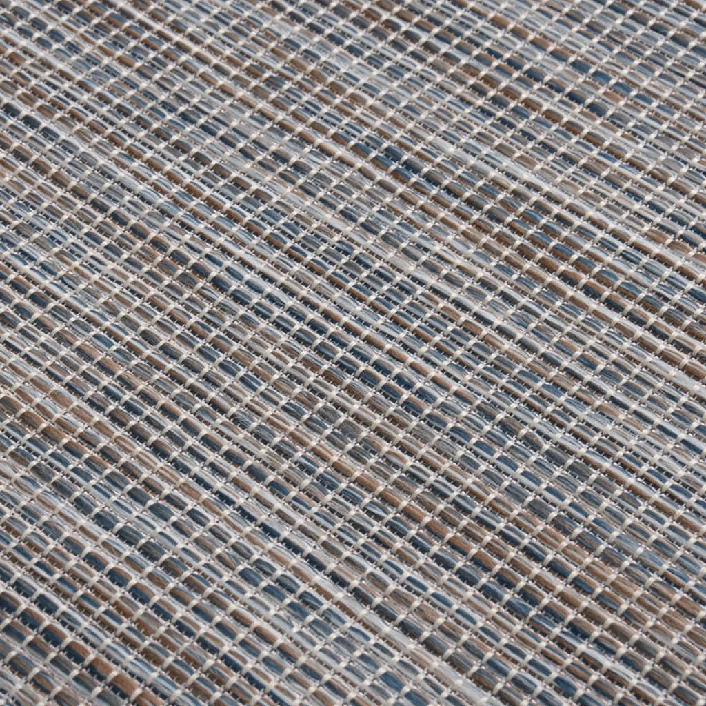 Tapete de tecido plano p/ exterior 160x230 cm castanho e azul - Image 5
