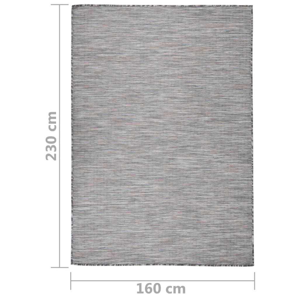 Tapete de tecido plano p/ exterior 160x230 cm castanho e azul - Image 6