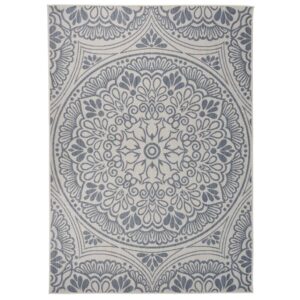Tapete de tecido plano para exterior 120x170 cm padrão azul