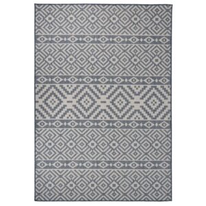 Tapete de tecido plano para exterior 160x230 cm riscas azuis
